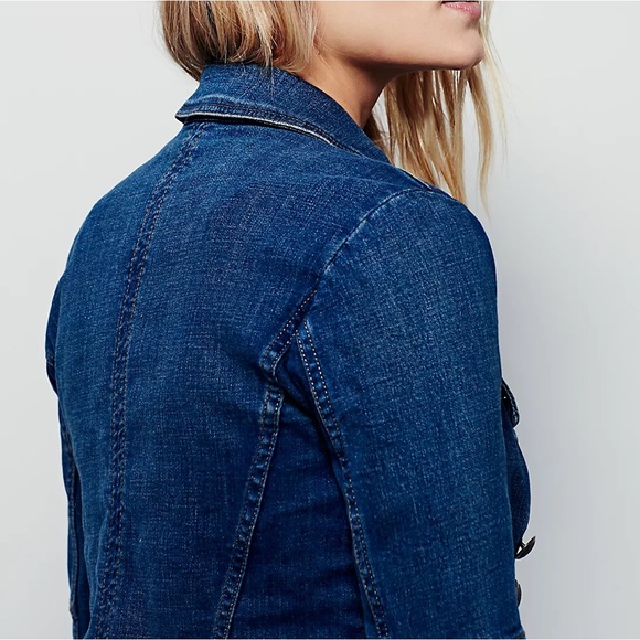 Gorgeous Free People Denim Military Band Jacketš - Picture 6 of 12